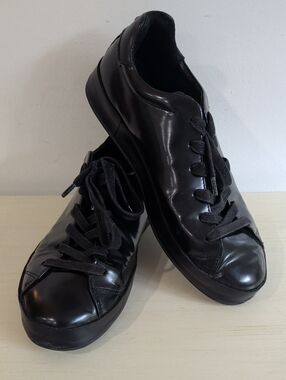 rag & bone Black Patent Leather Lace-Up Sneakers Size 38